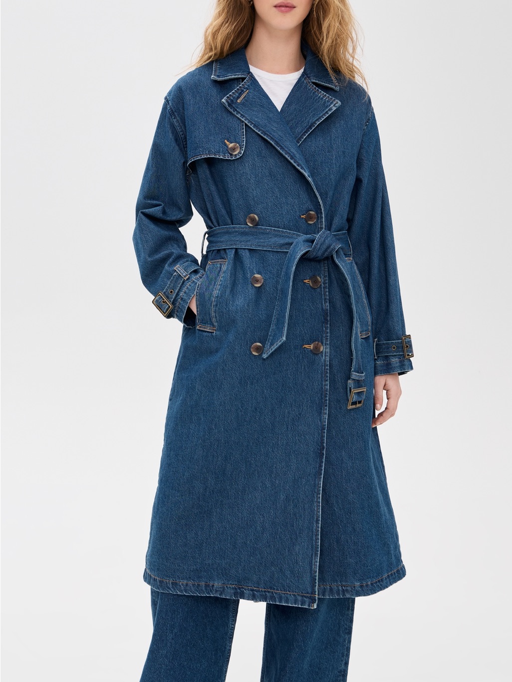 Denim Trench Coat Blue Women's Jeans Jacket